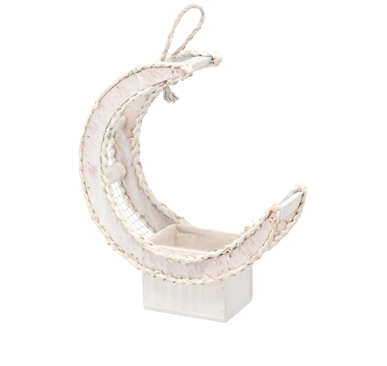 White wooden planter cover in a half-moon shape 37 × 15 × 43 cm