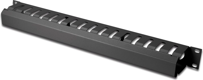 Kabelių organizatorius 1U 19″ rack spintai, kabelių kanalas, juodas RAL 9005
