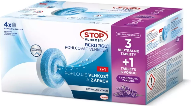 Ceresit Stop Moisture Aero 360° refill tablets 2-in-1, 3× neutral + 1× lavender