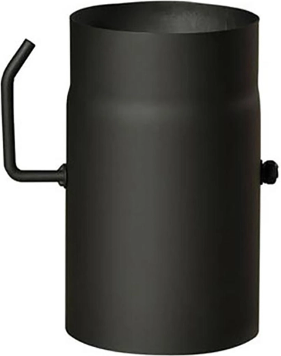 Flue pipe with damper 130 mm, length 250 mm, thickness 1.5 mm, black
