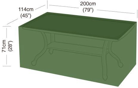 Uždangalas stačiakampiam 8 vietų stalui 200 × 114 × 71 cm, PE 90 g/m², žalias
