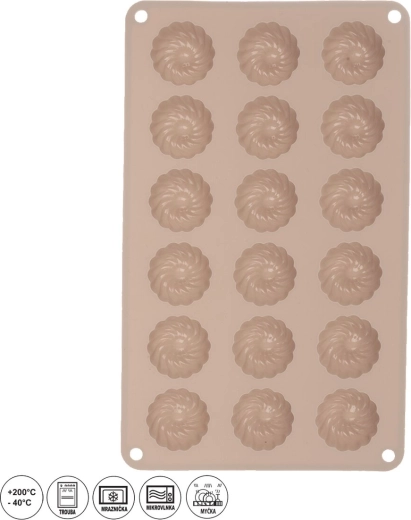 Silicone mold for mini ring cakes (18 pcs), beige