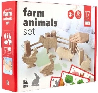 Kūrybiška ferma iš 17 medinių detalių