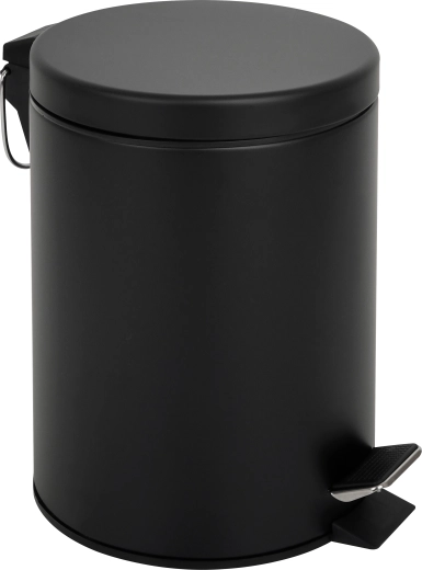 Pedalinis nerūdijančio plieno šiukšlių kibiras, juodas, 5 l