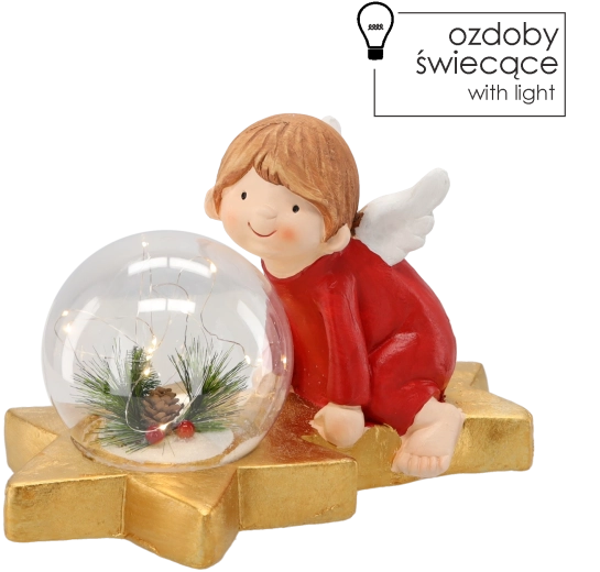 Kalėdinė angelės figurėlė su LED rutuliu 36,5 × 21,5 × 23,5 cm