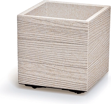 Madera Square Eco Wood Planter 29 cm, white, UV-protected plastic