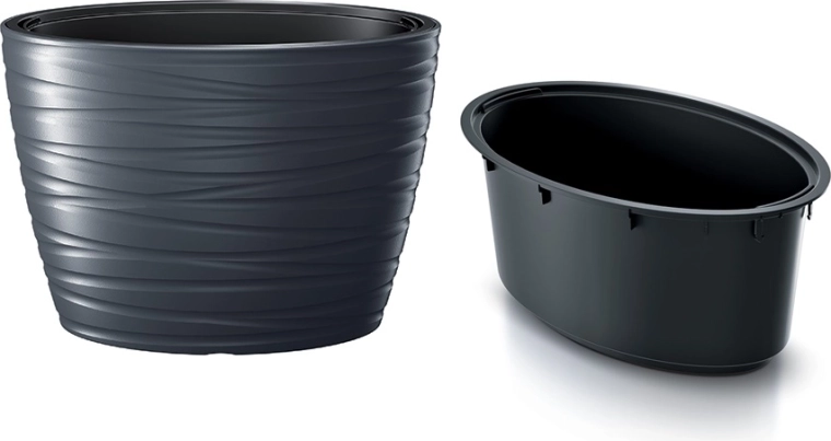 Ovalus gėlių vazonas su įdėklu MAZE 58,5 cm antracito spalvos