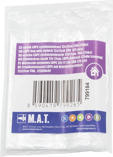 LDPE Resealable Bags 12 × 17 cm, 25 pcs