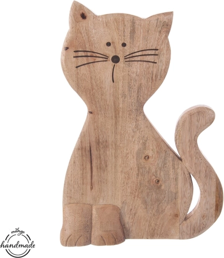 Wooden cat decoration Mango Micka 50 cm