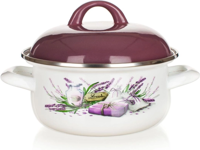 Emaliuotas puodas Lavender 20 cm su dangčiu 2,1 l