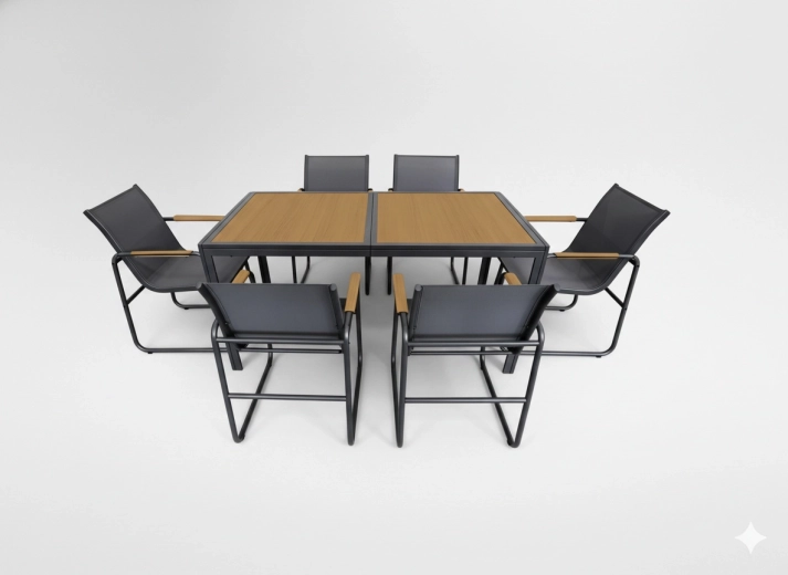 Anthracite Garden Dining Set – Table and 6 Chairs