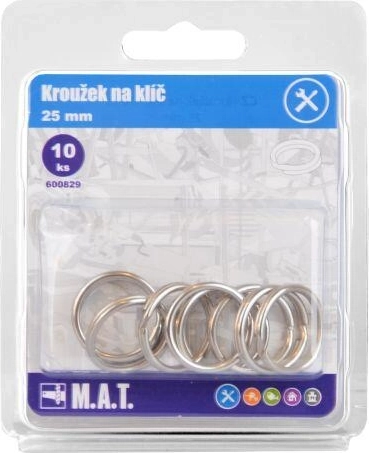 Metalinis raktų žiedelis 25 mm, nikelis – pakuotė 10 vnt.