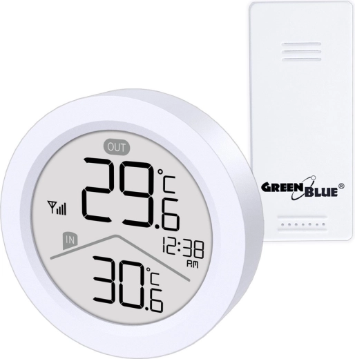 Wireless weather station with IN/OUT thermometer and clock GREENBLUE