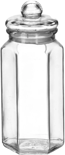 Hexagonal glass storage jar 1.2 L with glass lid