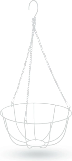 Pakabinamas metalinis gėlių vazonų laikiklis, 25 cm, baltas
