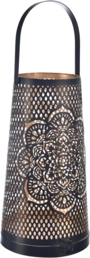 Metalinis žvakidė Mandala juoda/auksinė 20 cm