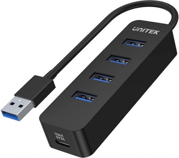 Unitek uHUB Q4 aktyvus USB šakotuvas 4× USB‑A 3.0 su maitinimu 10 W