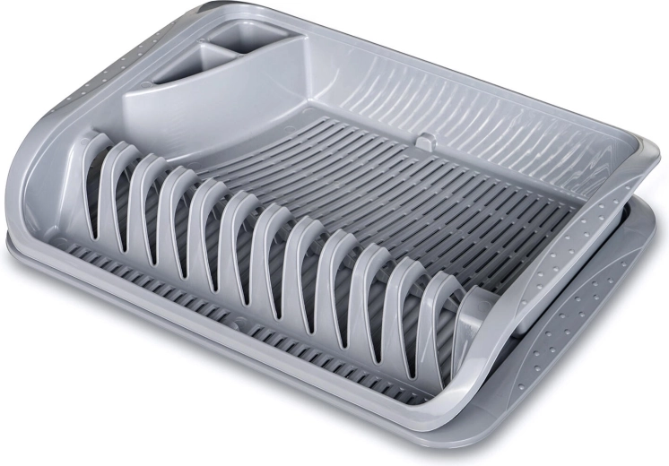 Plastic dish drainer with tray 39.5 × 29.5 cm, gray