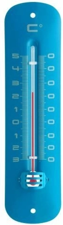 TFA analog indoor and outdoor thermometer made of lacquered metal – blue