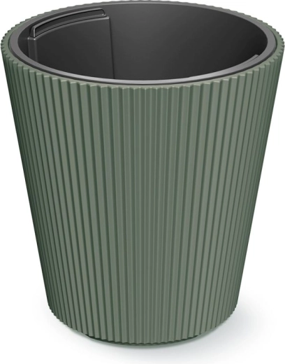 Milly Planter with Insert 30 cm, dark green, frost-resistant and UV resistant