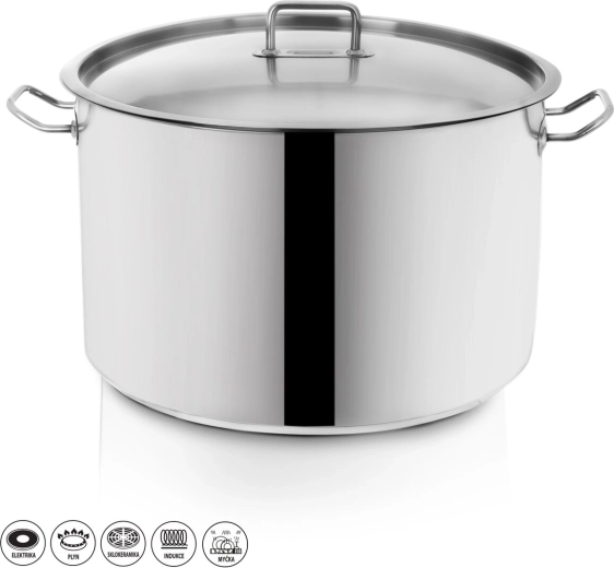 Stainless Steel Stock Pot with Lid 30 L