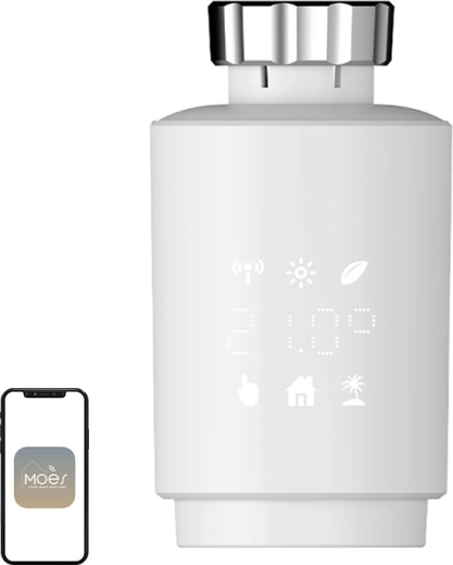 Moes TV02 ZigBee termostatinė radiatoriaus galvutė su LCD ekranu