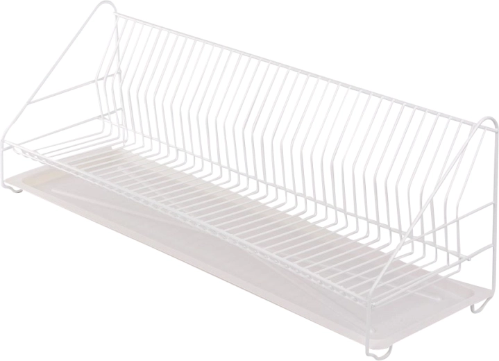 Metpol Single-Tier Dish Drainer 80 cm White with Drip Tray