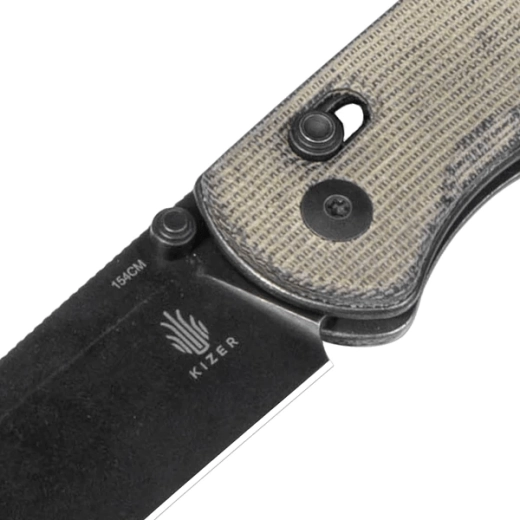 High‑performance 154CM steel blade with Black Stonewash