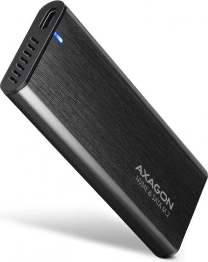 Išorinis aliumininis AXAGON korpusas be varžtų su USB-C 3.2 Gen 2, skirtas M.2 NVMe / SATA SSD