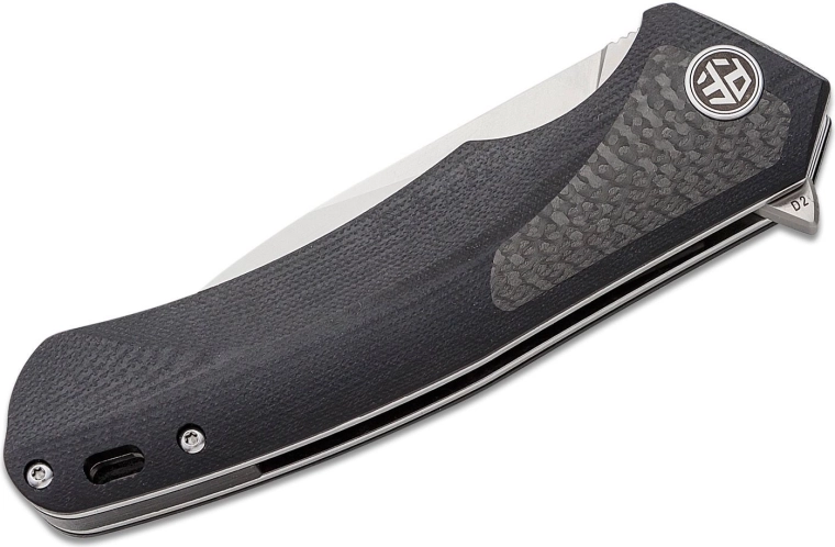 Ergonomic G10 handle with carbon inlay