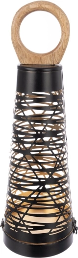 Žvakidė „Cone“ iš metalo ir medžio, juodai auksinė, 43 cm