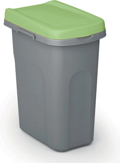 Rūšiuojamų atliekų krepšys Home Eco System 15 l, pilkas su žaliu dangčiu