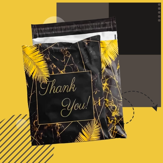 Folioviniai kurjeriniai pašto vokai 255 × 370 mm, juodi su užrašu Thank You, 50 vnt.