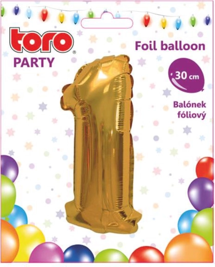 Folinis skaičiaus 1 balionas, 30 cm, auksinis