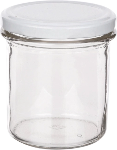 6 stiklainių rinkinys 350 ml su baltu dangteliu fi 82