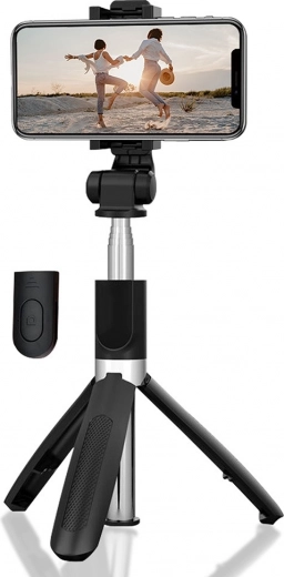 Selfie stick and tabletop tripod 2-in-1 with Bluetooth remote control