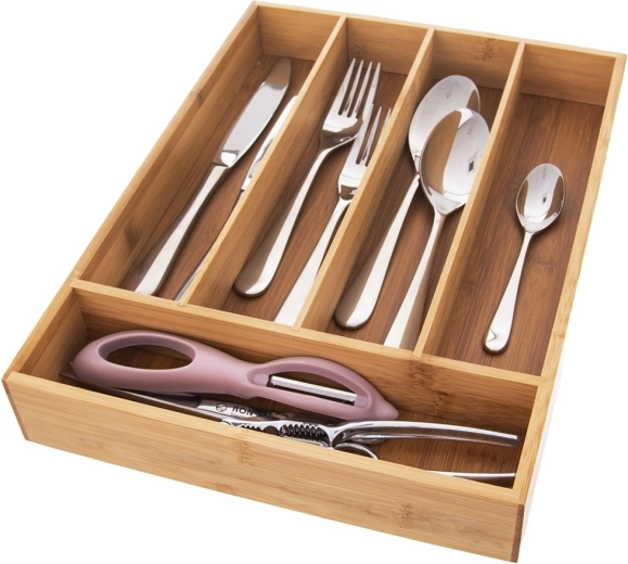 Bambukinis stalo įrankių stalčiaus organizatorius 35 × 26 cm