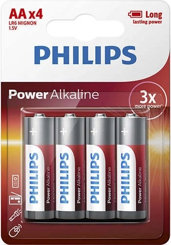 Philips Power Alkaline AA baterijos 4 vnt.