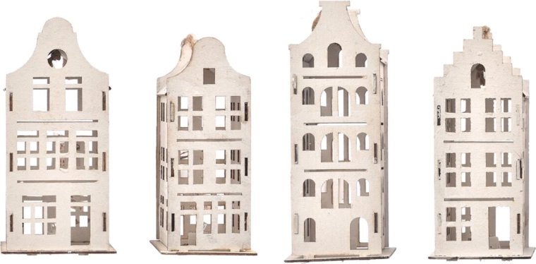 Hanging wooden house with LED lighting, white (mix of 4 variants)