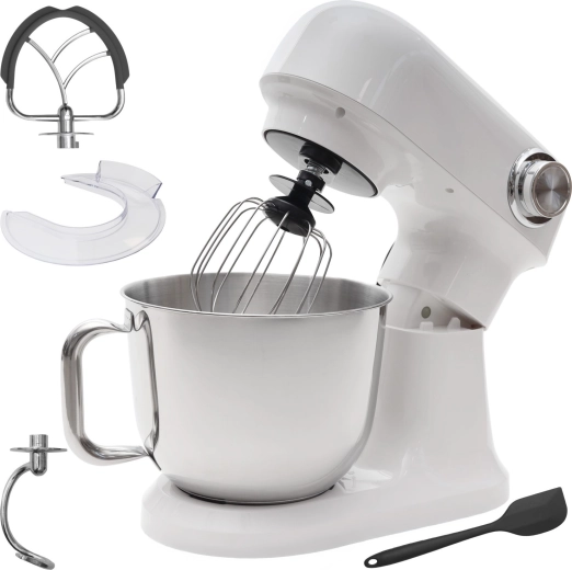 BAUERKRAFT stand mixer with 5 L stainless steel bowl, 1500 W, white