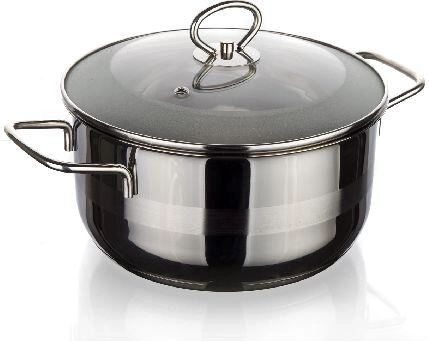 Stainless steel pot 22 cm with glass lid 4 l MATTE New Line for induction