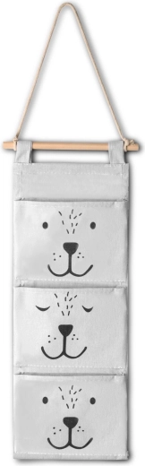 Hanging textile toy organizer Nukido, gray