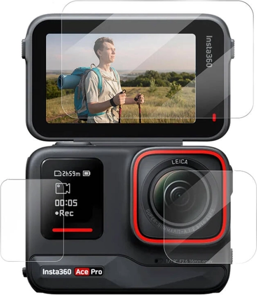 Grūdinto stiklo plėvelė TELESIN, skirta INSTA360 Ace Pro / Ace