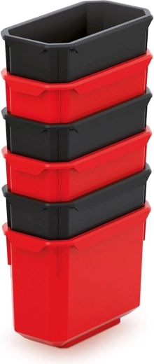 6 plastikinių laikymo dėžučių rinkinys KISTENBERG X Block 140 × 75 × 105 mm – juodai raudonas