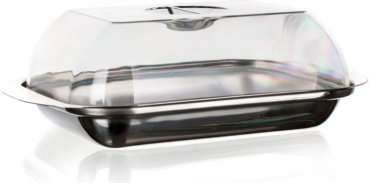 CULINARIA butter dish made of stainless steel with transparent lid 17.8 × 11 × 5.5 cm