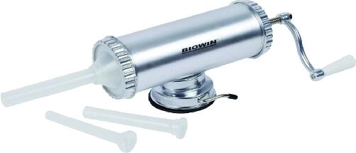 Manual sausage stuffer for liver sausages and sausages, aluminum alloy, diameter 10 cm, 1.5 kg + 3 nozzles