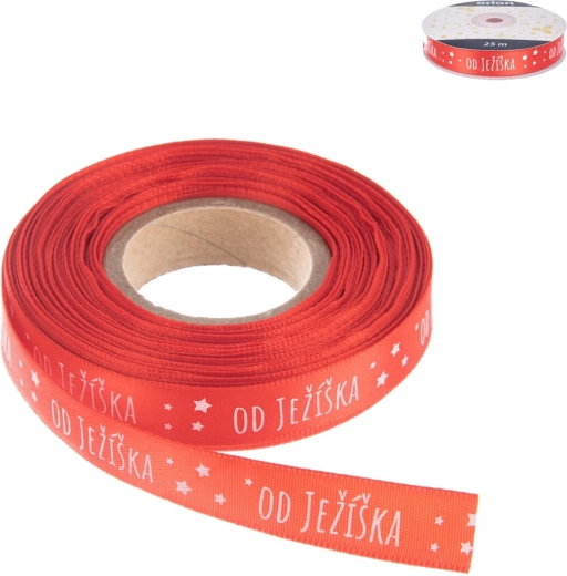 Red polyester Christmas ribbon “From Santa” 25 m