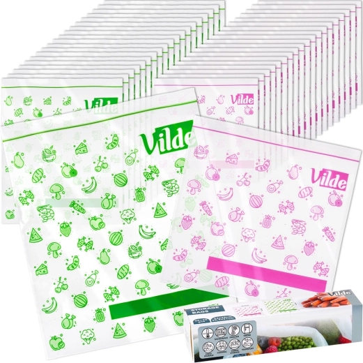 Zip Food Storage Bags 20.5 × 21 cm and 24 × 29 cm, 40 pcs