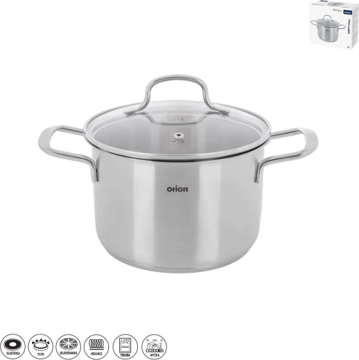 Stainless Steel Pot Anett Glass 2 L with Glass Lid