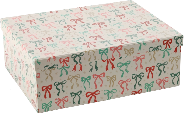 Dovanų dėžutė su kalėdiniu motyvu ir kaspinu 41 × 32 × 15 cm – 1 vnt.